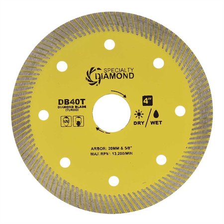 SPECIALTY DIAMOND 4 Inch High Performance General Purpose Dry or Wet Cutting Turbo Diamond Blade DB40T